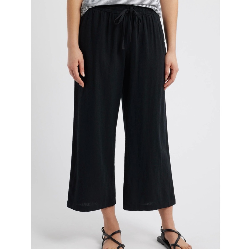 Nordstrom Black Cropped Drawstring Lounge Pants